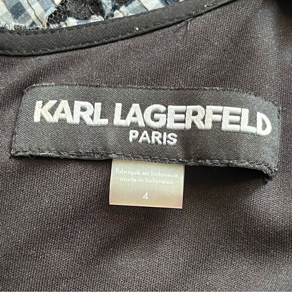 Karl Lagerfeld Paris Sleeveless Shift Dress Black White Abstract Size 4 - Picture 6 of 16